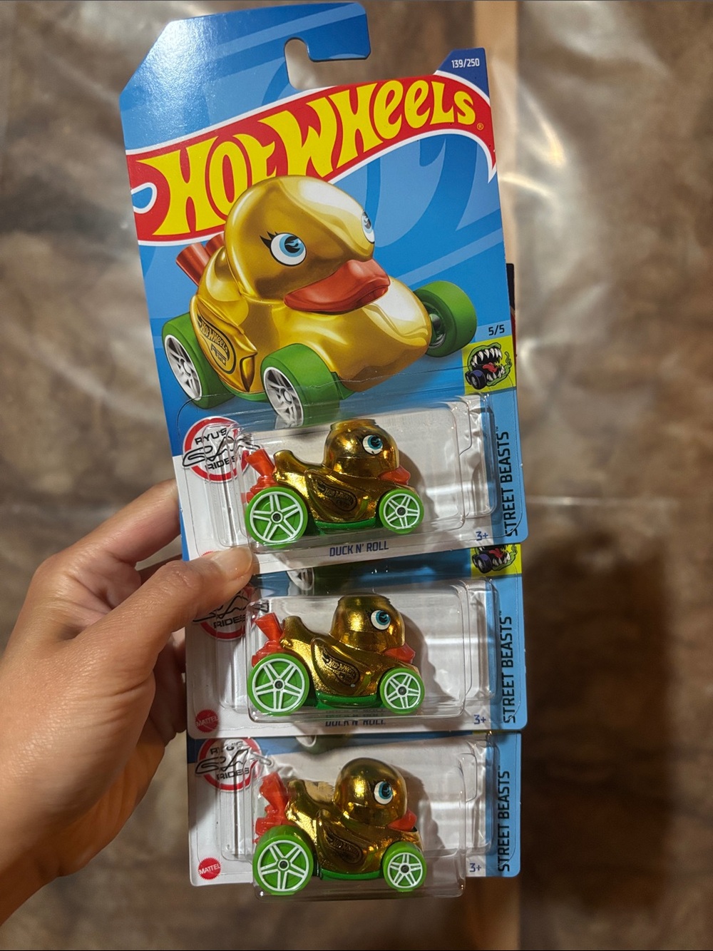NWT！3 hot wheels treasure hunt Duck N' Roll Gold Toy Cars